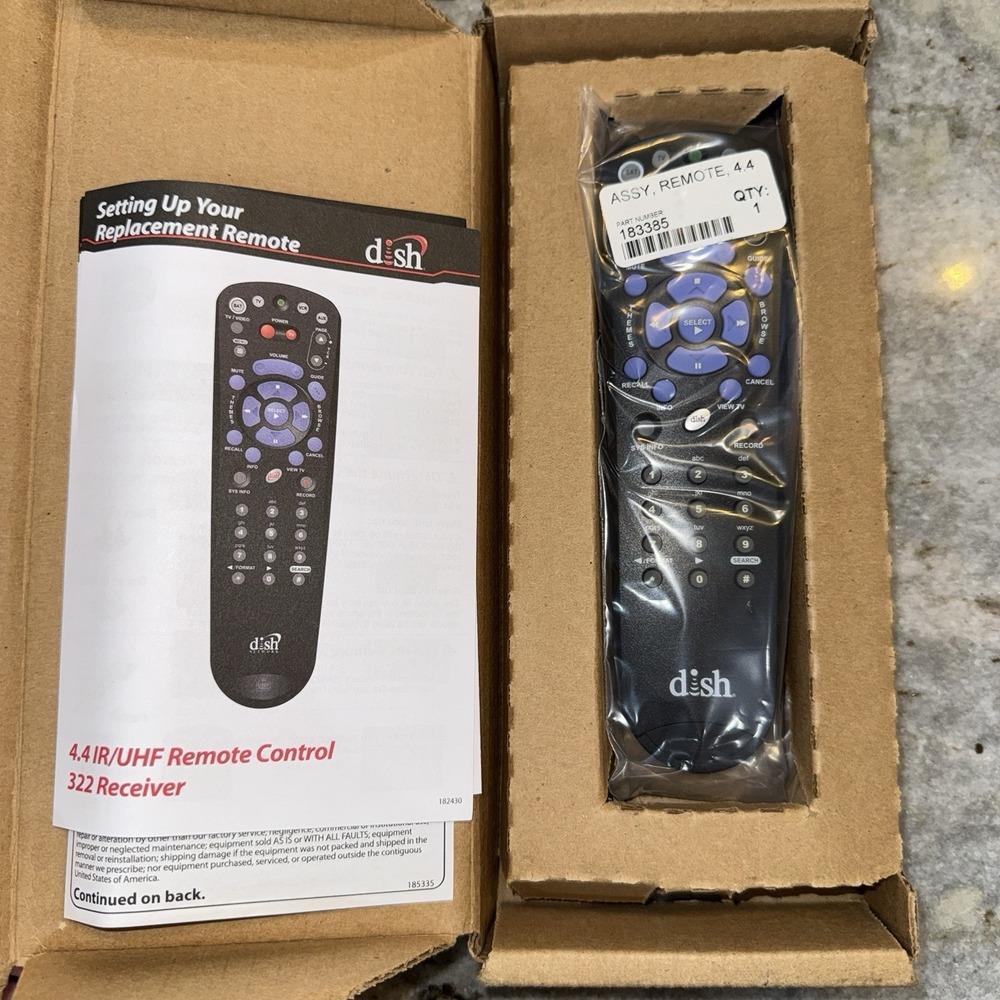 NEW Dish TV 4.4 Replacement Remote Kit With Manual  322 Receiver